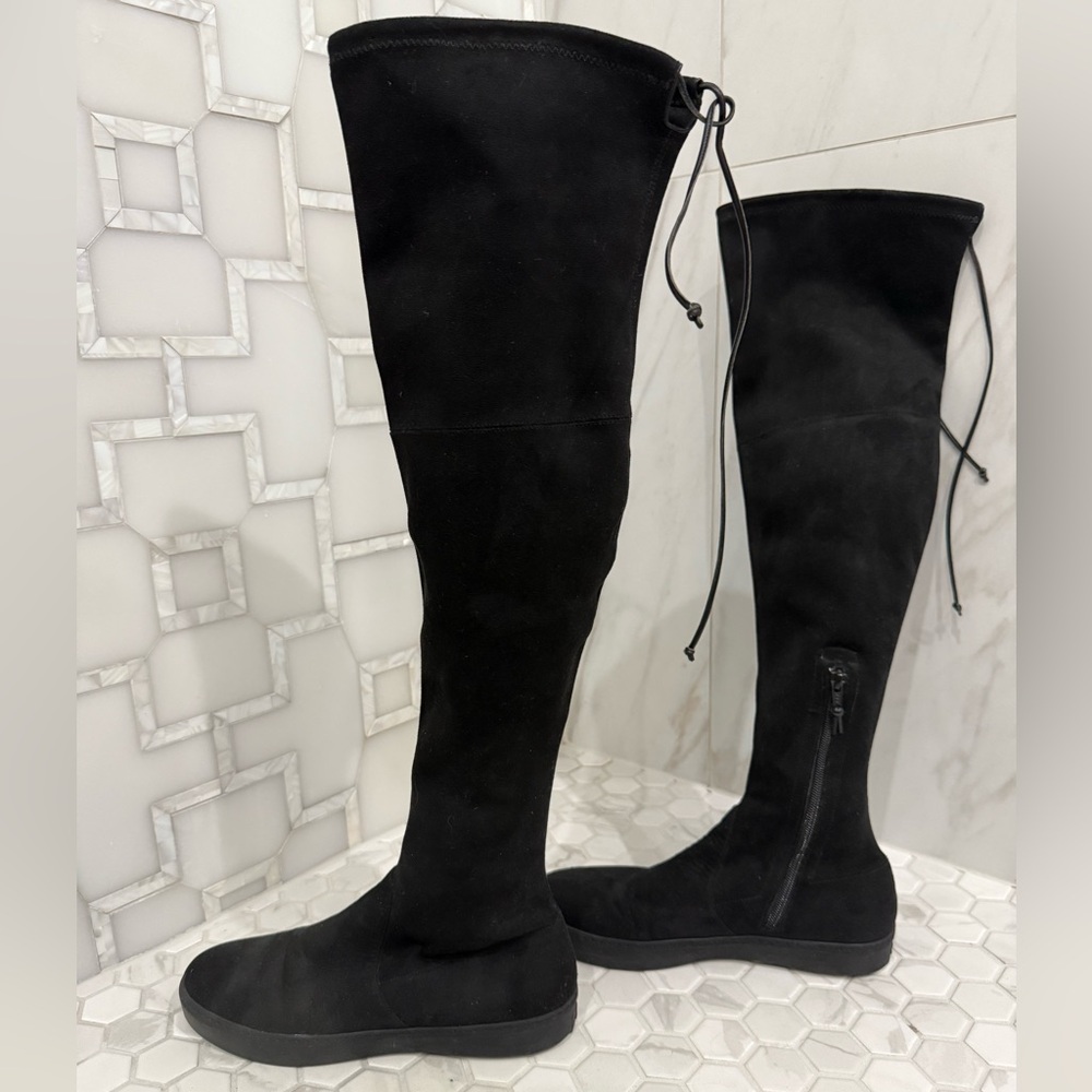 Stuart Weitzman Black Suede Over-the-Knee Boots